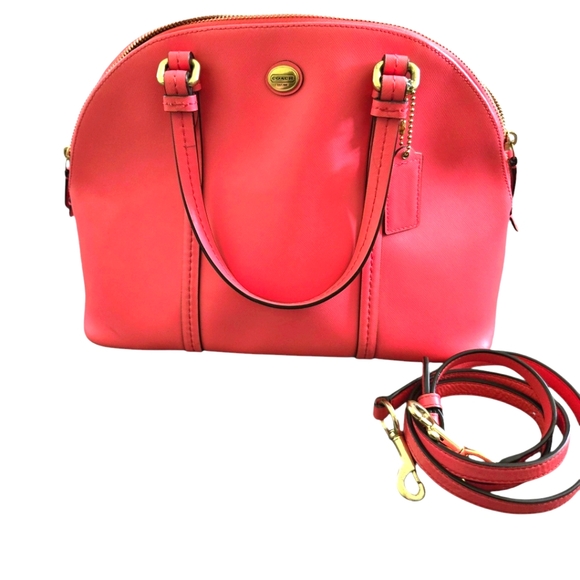 Coach Handbags - Coach Coral Peyton Leather Cora Domed Satchel (Coach F25671)